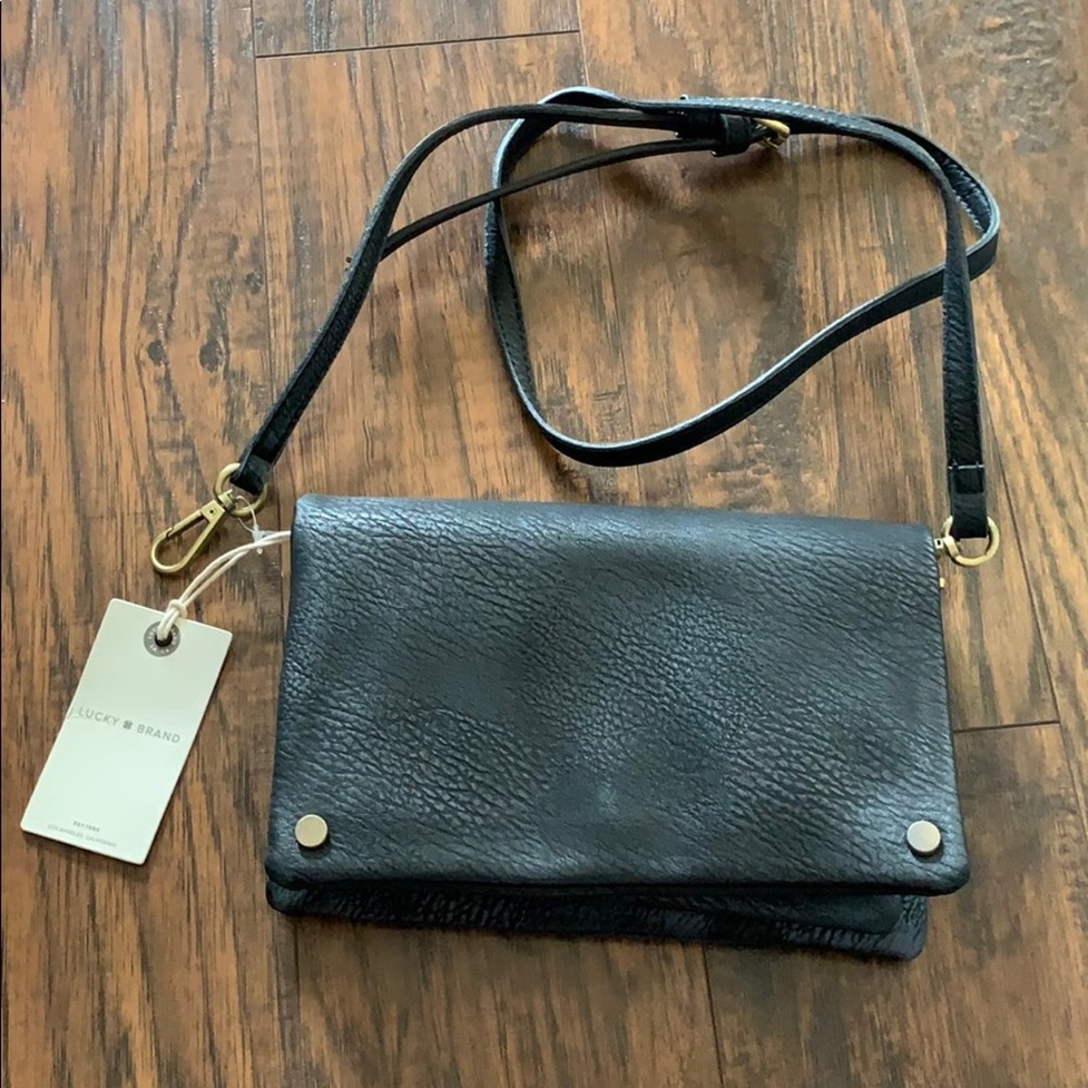 Black Lucky purse, faux leather, metal accents NWT